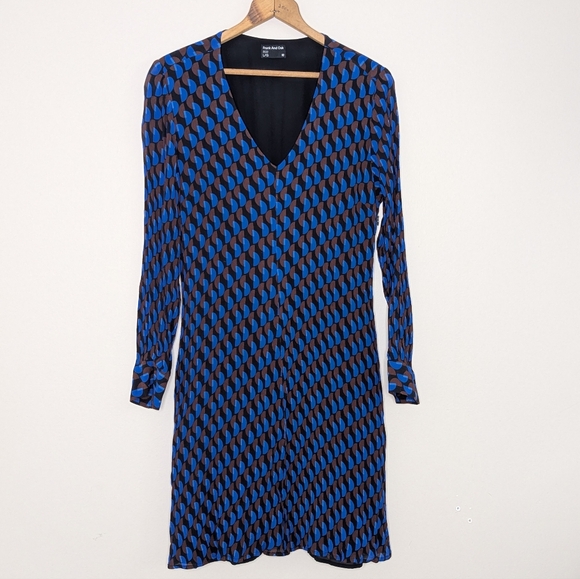 Frank And Oak Women's Large Geometric Print Long Sleeve Dress - Picture 1 of 9